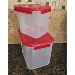 Lock & Lock Red Snap Lids Coffee Dry Storage Containers Set Of 2